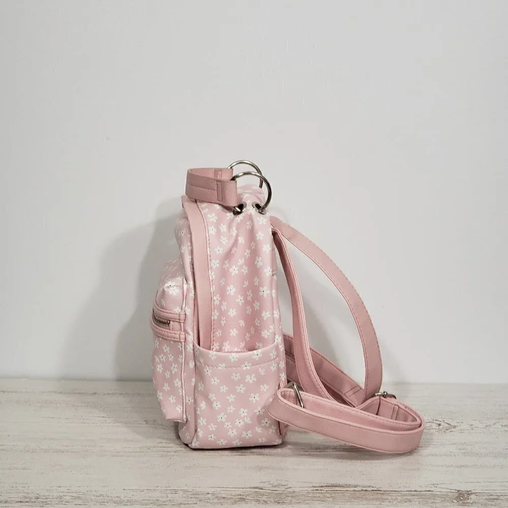 Pink Floral  Faux Leather Mini Backpack  Excellent condition